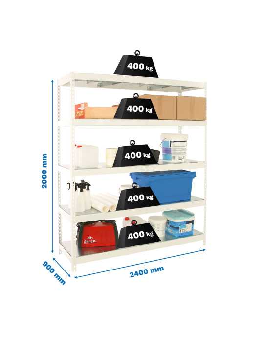 Estanteria 2000x2400x900 SIMONFORTE 2409/5 METAL BLANCO/GALVA marca SIMONRACK