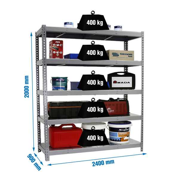 Estanteria 2000x2400x900 SIMONFORTE 2409/5 METAL GRIS/GALVA marca SIMONRACK