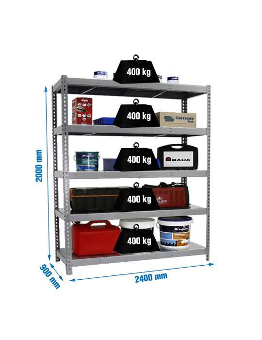 Estanteria 2000x2400x900 SIMONFORTE 2409/5 METAL GRIS/GALVA marca SIMONRACK