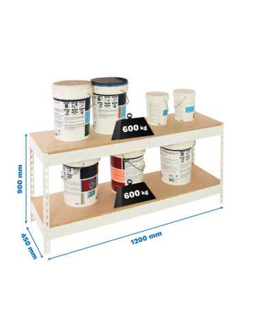 Estanteria 900x1200x450 SIMONFORTE 1204/2 CHIPBOARD 900 BLANCO/MADERA marca SIMONRACK