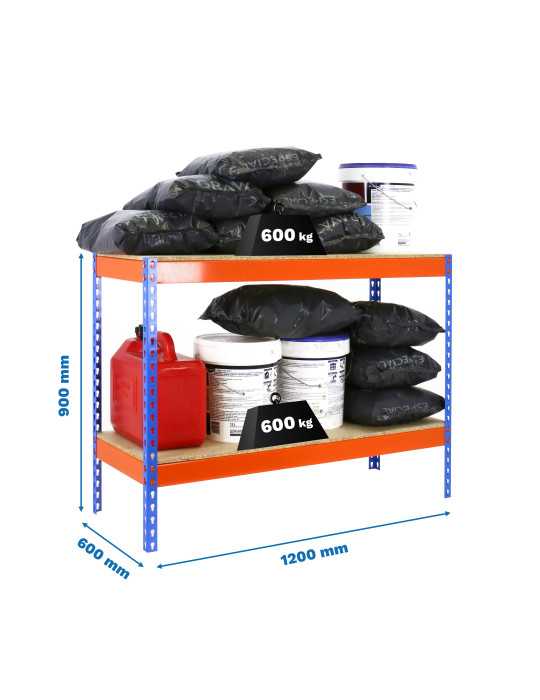 Estanteria 900x1200x600 SIMONFORTE 1206/2 CHIPBOARD 900 AZUL/NARAN/MAD marca SIMONRACK