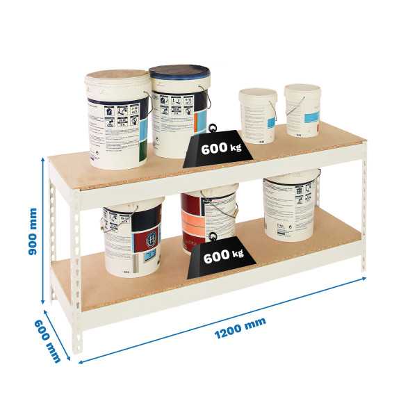 Estanteria 900x1200x600 SIMONFORTE 1206/2 CHIPBOARD 900 BLANCO/MADERA marca SIMONRACK