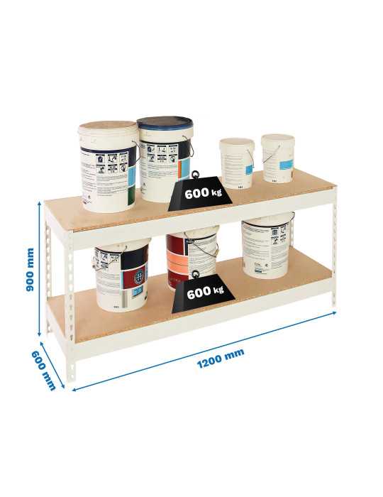 Estanteria 900x1200x600 SIMONFORTE 1206/2 CHIPBOARD 900 BLANCO/MADERA marca SIMONRACK