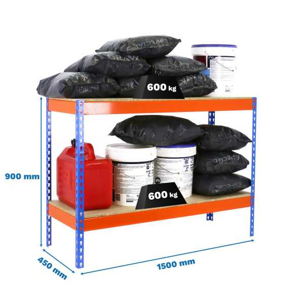 Estanteria 900x1500x450 SIMONFORTE 1504/2 CHIPBOARD 900 AZUL/NARAN/MAD marca SIMONRACK
