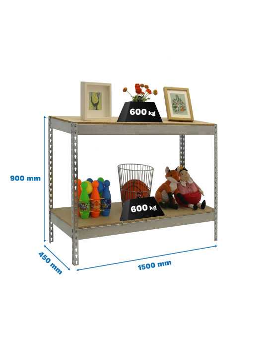 Estanteria 900x1500x450 SIMONFORTE 1504/2 CHIPBOARD 900 GALVA/MADERA marca SIMONRACK