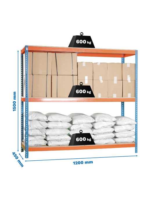 Estanteria 1500x1200x450 SIMONFORTE 1204/3 CHIPBOARD 1500 AZ/NAR/MAD marca SIMONRACK