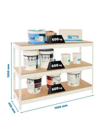 Estanteria 1500x1200x450 SIMONFORTE 1204/3 CHIPBOARD 1500 BLANCO/MADERA marca SIMONRACK