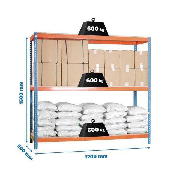 Estanteria 1500x1200x600 SIMONFORTE 1206/3 CHIPBOARD 1500 AZ/NAR/MAD marca SIMONRACK
