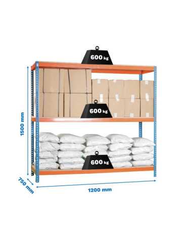 Estanteria 1500x1200x750 SIMONFORTE 1207/3 CHIPBOARD 1500 AZ/NAR/MAD marca SIMONRACK