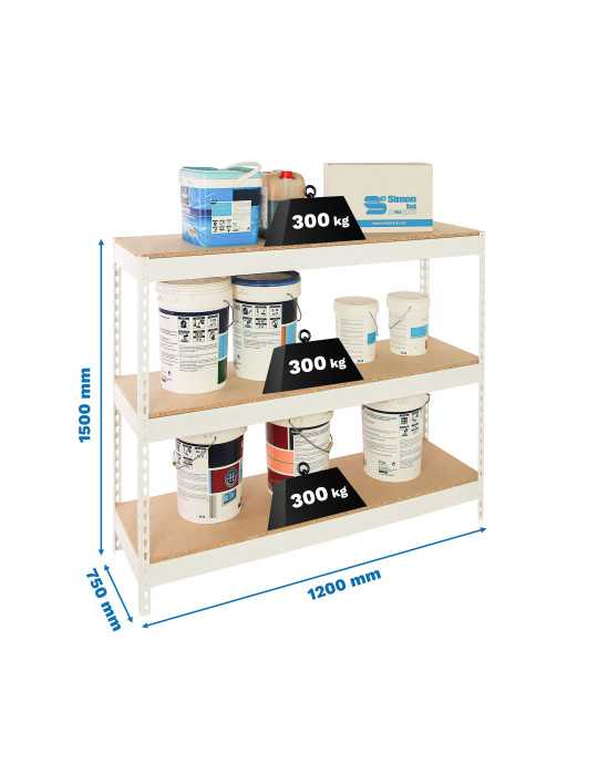 Estanteria 1500x1200x750 SIMONFORTE 1207/3 CHIPBOARD 1500 BLANCO/MADERA marca SIMONRACK