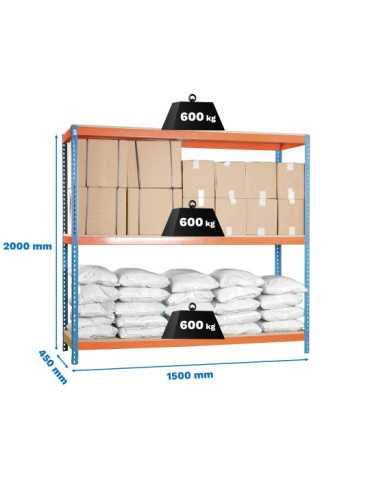 Estanteria 2000x1500x450 SIMONFORTE 1504/3 CHIPBOARD AZUL/NARANJA/MADER marca SIMONRACK