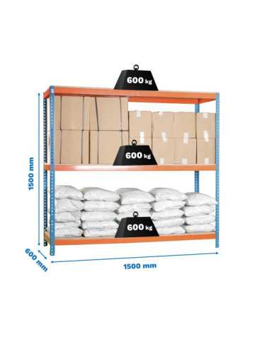 Estanteria 1500x1500x600 SIMONFORTE 1506/3 CHIPBOARD 1500 AZ/NAR/MAD marca SIMONRACK