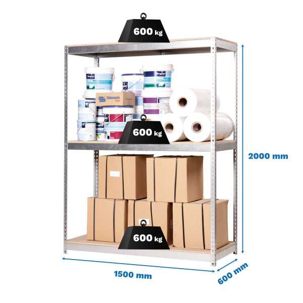 Estanteria 2000x1500x600 SIMONFORTE 1506/3 CHIPBOARD GALVA/MADERA marca SIMONRACK