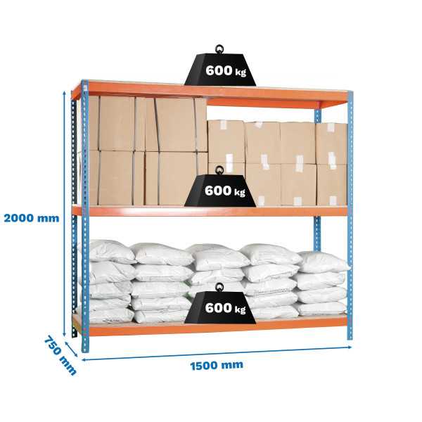 Estanteria 2000x1500x750 SIMONFORTE 1507/3 CHIPBOARD AZUL/NARANJA/MADER marca SIMONRACK
