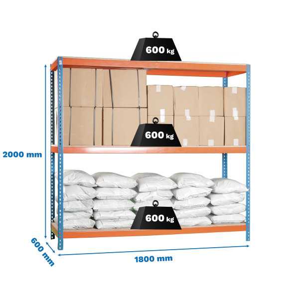 Estanteria 2000x1800x600 SIMONFORTE 1806/3 CHIPBOARD AZUL/NARANJA/MADER marca SIMONRACK