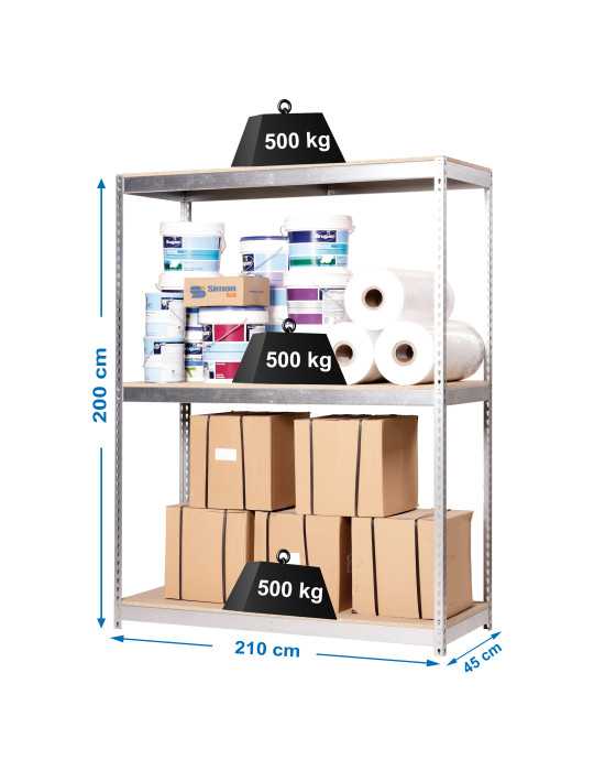 Estanteria 2000x2100x450 SIMONFORTE 2104/3 CHIPBOARD GALVA/MADERA marca SIMONRACK