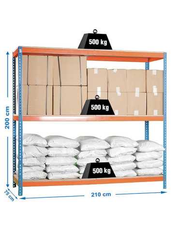 Estanteria 2000x2100x750 SIMONFORTE 2107/3 CHIPBOARD AZUL/NARANJA/MADER marca SIMONRACK