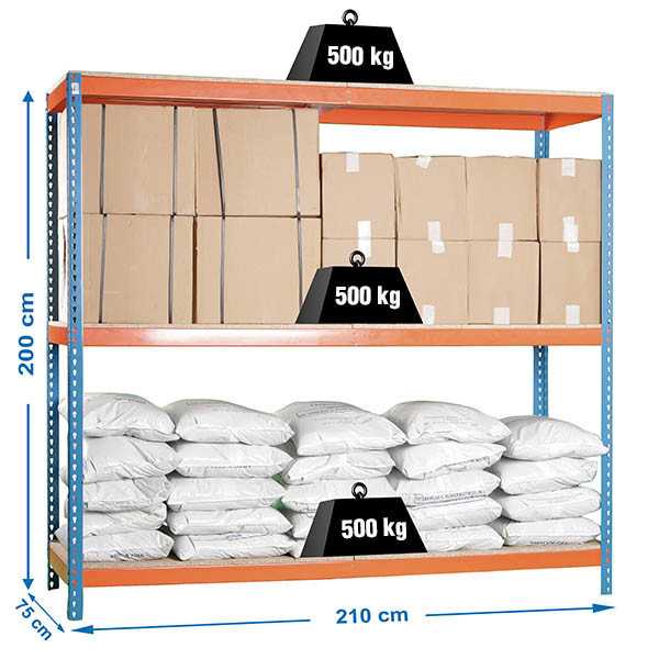 Estanteria 2000x2100x750 SIMONFORTE 2107/3 CHIPBOARD AZUL/NARANJA/MADER marca SIMONRACK