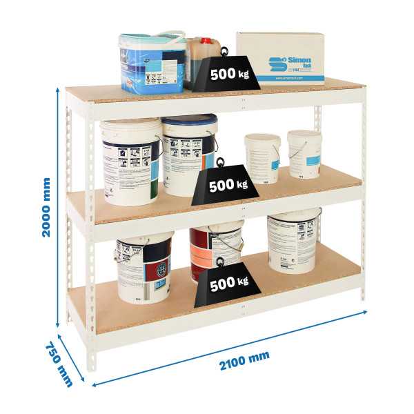 Estanteria 2000x2100x750 SIMONFORTE 2107/3 CHIPBOARD BLANCO/MADERA marca SIMONRACK