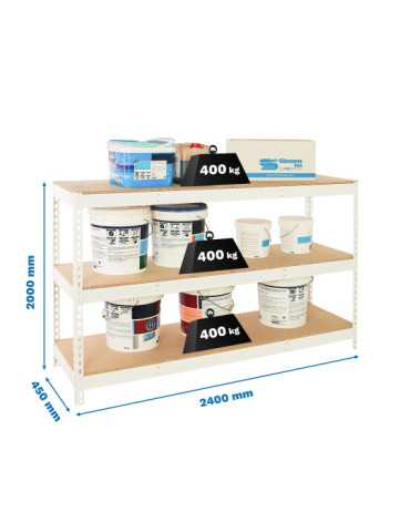 Estanteria 2000x2400x450 SIMONFORTE 2404/3 CHIPBOARD BLANCO/MADERA marca SIMONRACK