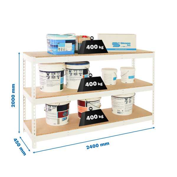Estanteria 2000x2400x450 SIMONFORTE 2404/3 CHIPBOARD BLANCO/MADERA marca SIMONRACK
