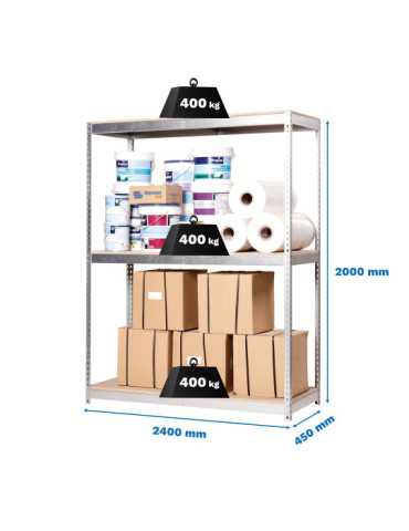 Estanteria 2000x2400x450 SIMONFORTE 2404/3 CHIPBOARD GALVA/MADERA marca SIMONRACK