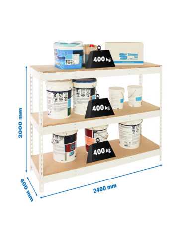 Estanteria 2000x2400x600 SIMONFORTE 2406/3 CHIPBOARD BLANCO/MADERA marca SIMONRACK