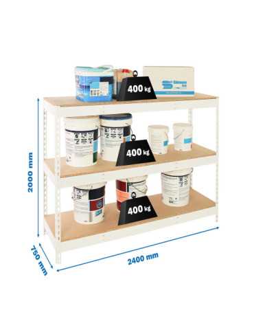 Estanteria 2000x2400x750 SIMONFORTE 2407/3 CHIPBOARD BLANCO/MADERA marca SIMONRACK