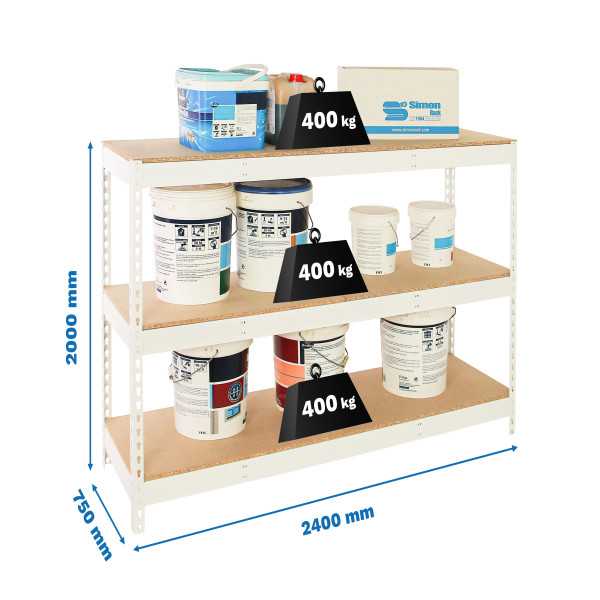Estanteria 2000x2400x750 SIMONFORTE 2407/3 CHIPBOARD BLANCO/MADERA marca SIMONRACK