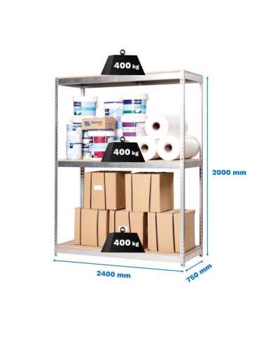 Estanteria 2000x2400x750 SIMONFORTE 2407/3 CHIPBOARD GALVA/MADERA marca SIMONRACK
