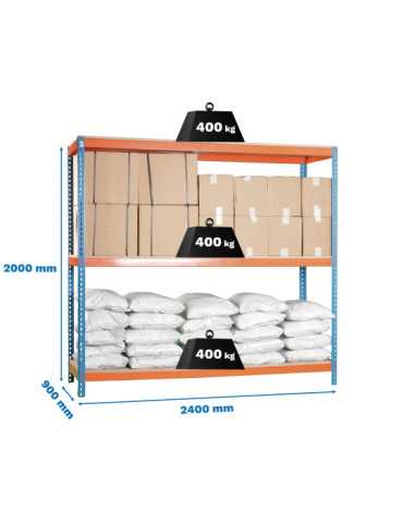 Estanteria 2000x2400x900 SIMONFORTE 2409/3 CHIPBOARD AZUL/NARANJA/MADER marca SIMONRACK