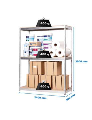 Estanteria 2000x2400x900 SIMONFORTE 2409/3 CHIPBOARD GALVA/MADERA marca SIMONRACK