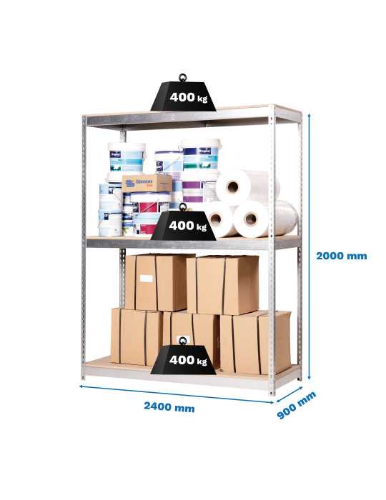Estanteria 2000x2400x900 SIMONFORTE 2409/3 CHIPBOARD GALVA/MADERA marca SIMONRACK