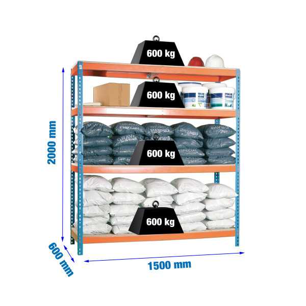 Estanteria 2000x1500x600 SIMONFORTE 1506/4 CHIPBOARD AZUL/NARANJA/MADER marca SIMONRACK