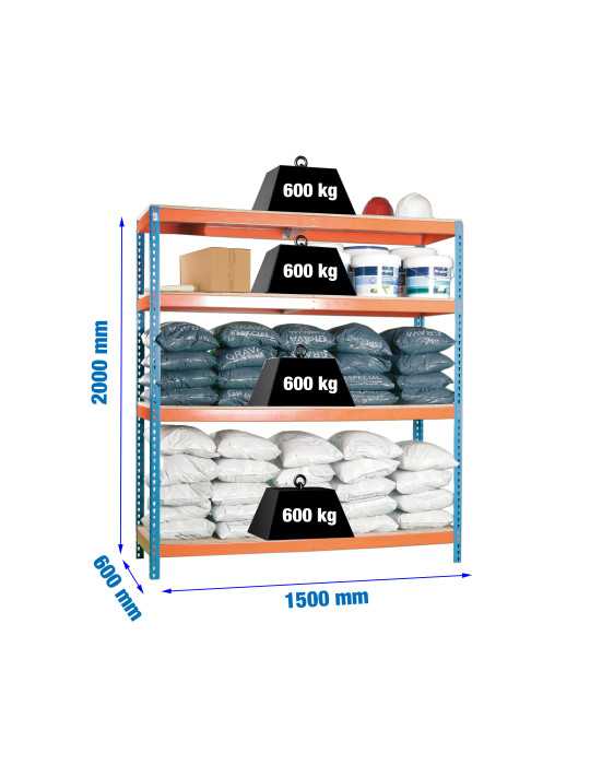 Estanteria 2000x1500x600 SIMONFORTE 1506/4 CHIPBOARD AZUL/NARANJA/MADER marca SIMONRACK