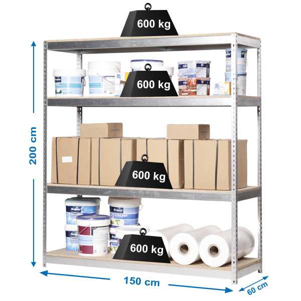 Estanteria 2000x1500x600 SIMONFORTE 1506/4 CHIPBOARD GALVA/MADERA marca SIMONRACK