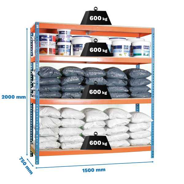 Estanteria 2000x1500x750 SIMONFORTE 1507/4 CHIPBOARD AZUL/NARANJA/MADER marca SIMONRACK