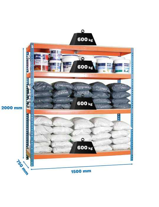 Estanteria 2000x1500x750 SIMONFORTE 1507/4 CHIPBOARD AZUL/NARANJA/MADER marca SIMONRACK