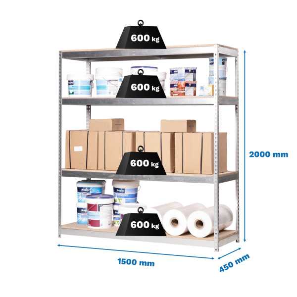 Estanteria 2000x1500x750 SIMONFORTE 1507/4 CHIPBOARD GALVA/MADERA marca SIMONRACK
