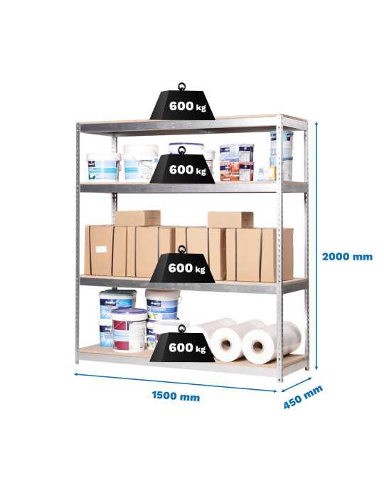 Estanteria 2000x1500x750 SIMONFORTE 1507/4 CHIPBOARD GALVA/MADERA marca SIMONRACK