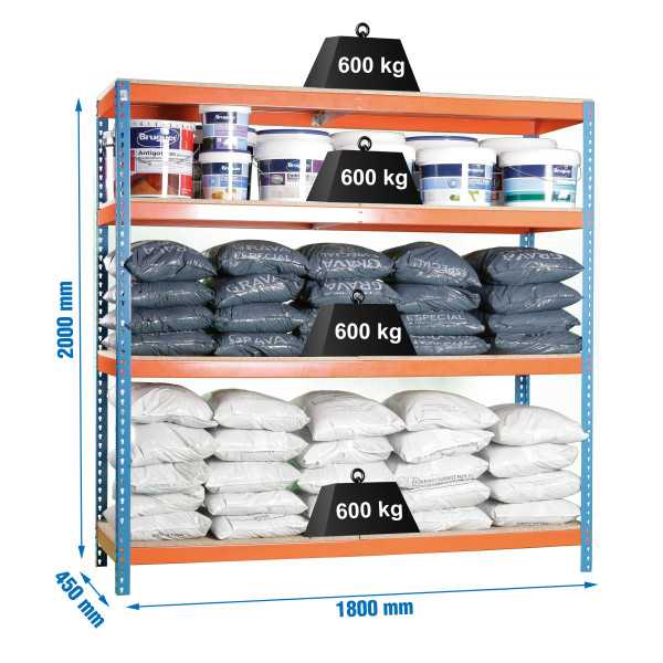 Estanteria 2000x1800x450 SIMONFORTE 1804/4 CHIPBOARD AZUL/NARANJA/MADER marca SIMONRACK