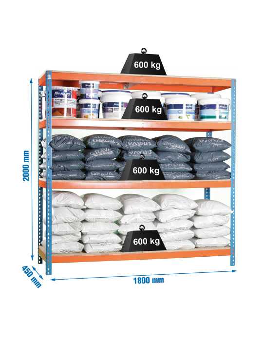 Estanteria 2000x1800x450 SIMONFORTE 1804/4 CHIPBOARD AZUL/NARANJA/MADER marca SIMONRACK