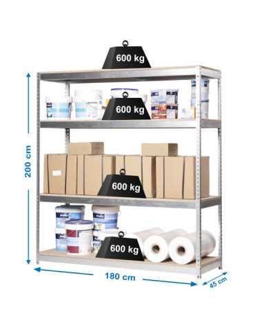 Estanteria 2000x1800x450 SIMONFORTE 1804/4 CHIPBOARD GALVA/MADERA marca SIMONRACK
