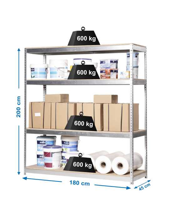 Estanteria 2000x1800x450 SIMONFORTE 1804/4 CHIPBOARD GALVA/MADERA marca SIMONRACK