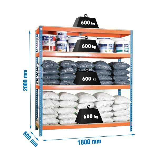 Estanteria 2000x1800x600 SIMONFORTE 1806/4 CHIPBOARD AZUL/NARANJA/MADER marca SIMONRACK