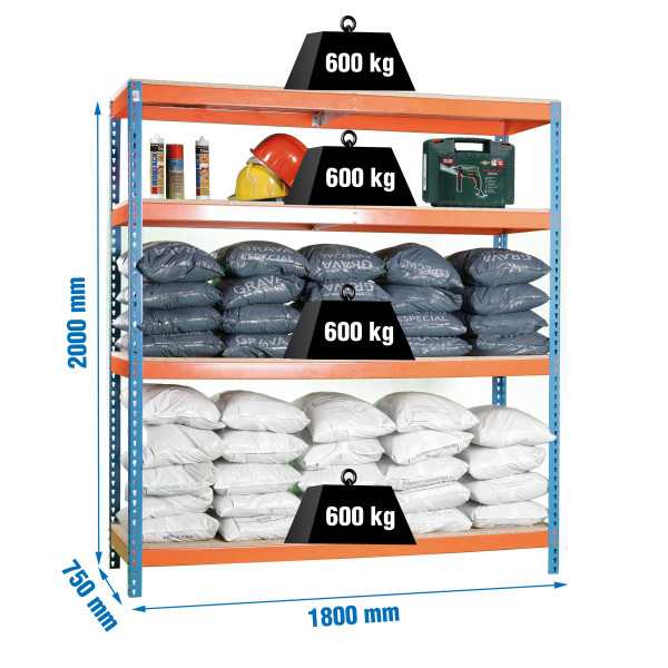Estanteria 2000x1800x750 SIMONFORTE 1807/4 CHIPBOARD AZUL/NARANJA/MADER marca SIMONRACK