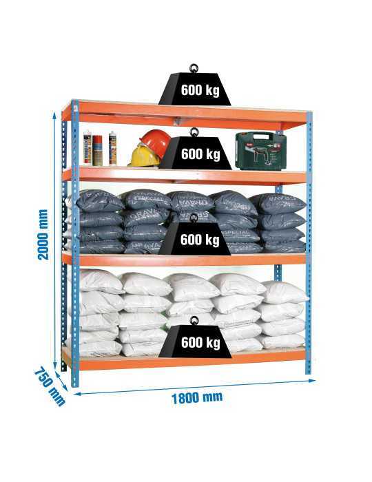 Estanteria 2000x1800x750 SIMONFORTE 1807/4 CHIPBOARD AZUL/NARANJA/MADER marca SIMONRACK