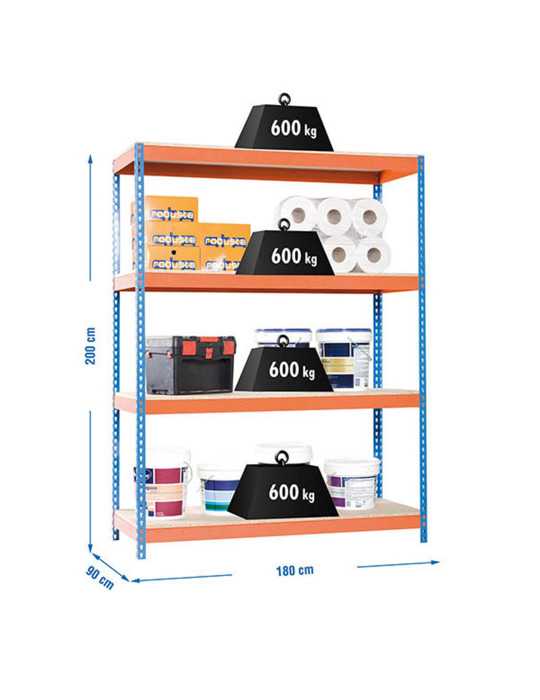 Estanteria 2000x1800x900 SIMONFORTE 1809/4 CHIPBOARD AZUL/NARANJA/MADER marca SIMONRACK