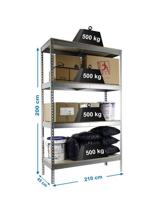 Estanteria 2000x2100x450 SIMONFORTE 2104/4 CHIPBOARD GALVA/MADERA marca SIMONRACK