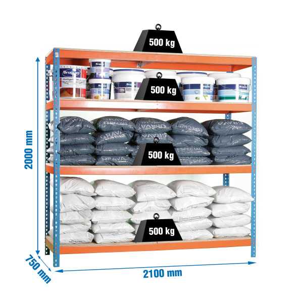 Estanteria 2000x2100x750 SIMONFORTE 2107/4 CHIPBOARD AZUL/NARANJA/MADER marca SIMONRACK